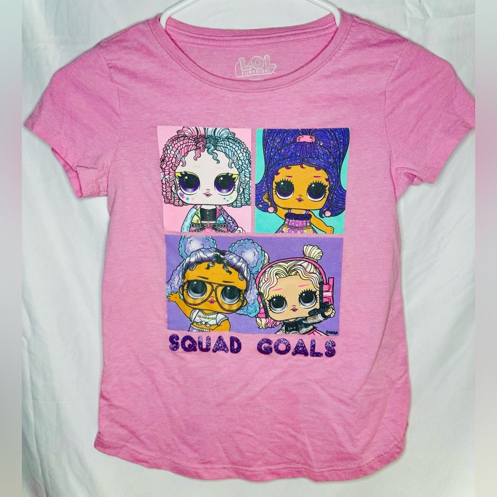 L.O.L. Girls Pink Graphic Tee Shirt, Size 7/8